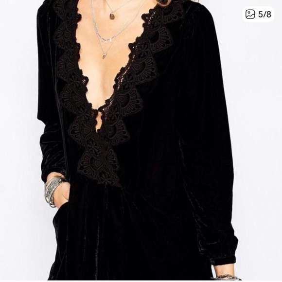 Free People Black Lace Trim Robe - Picture 8 of 11